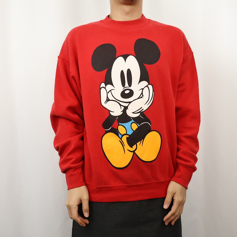 90's MICKEY&CO. USA製 青パンミッキー キャラクタープリントスウェット L