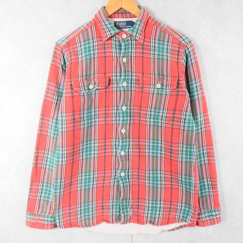 POLO Ralph Lauren 裏サーマル チェック柄 ヘビーネルシャツ S