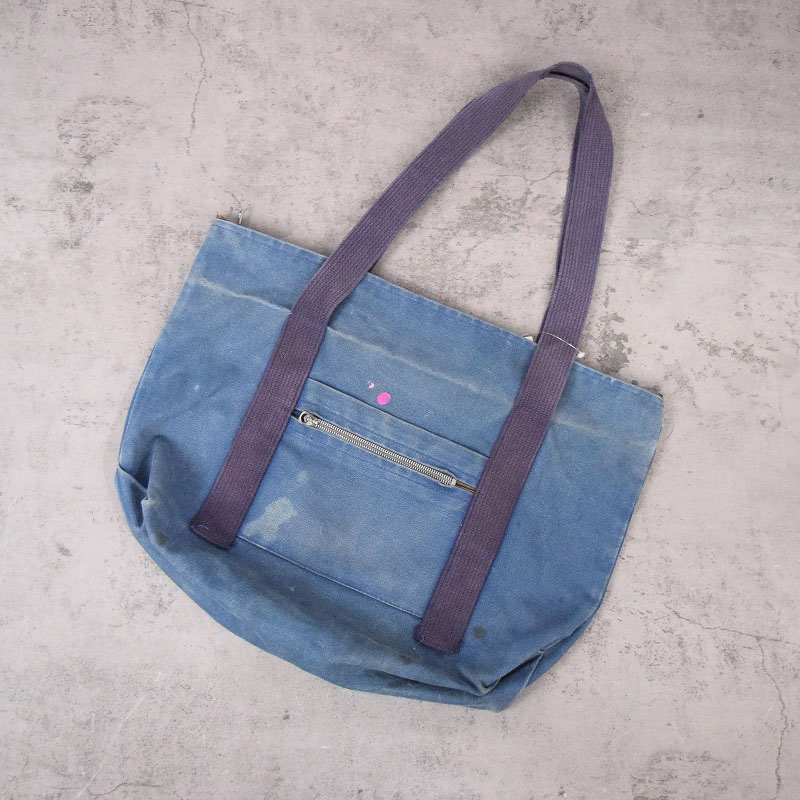 VINTAGE ハンドメイド インディゴ キャンバストートバッグ