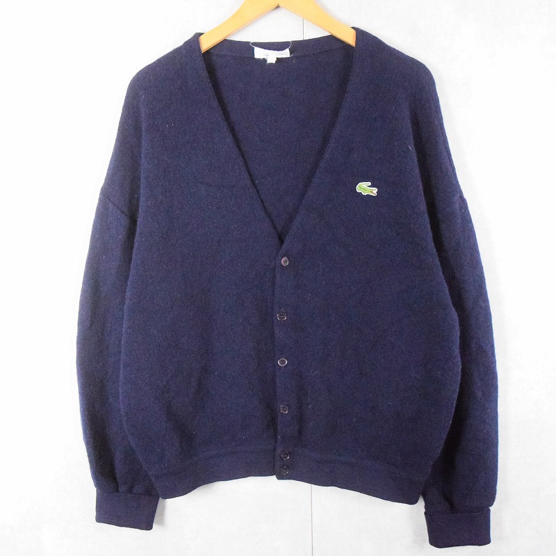 70〜80's CHEMISE LACOSTE FRANCE製 ウールニットカーディガン NAVY SIZE6