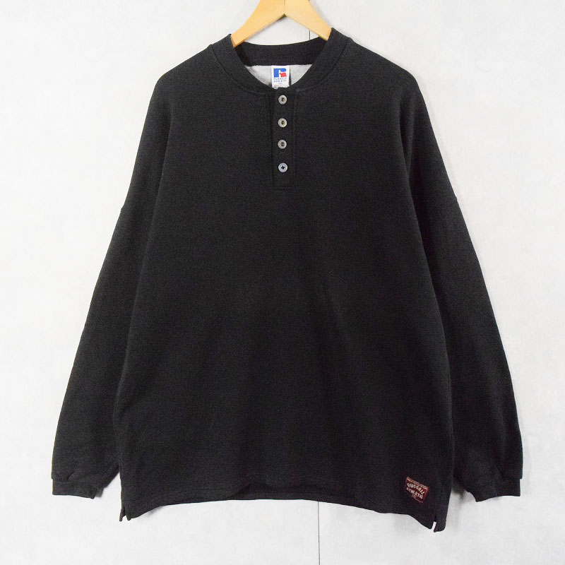 90's〜 RUSSELL ATHLETIC USA製 ヘンリーネックスウェット BLACK XXL
