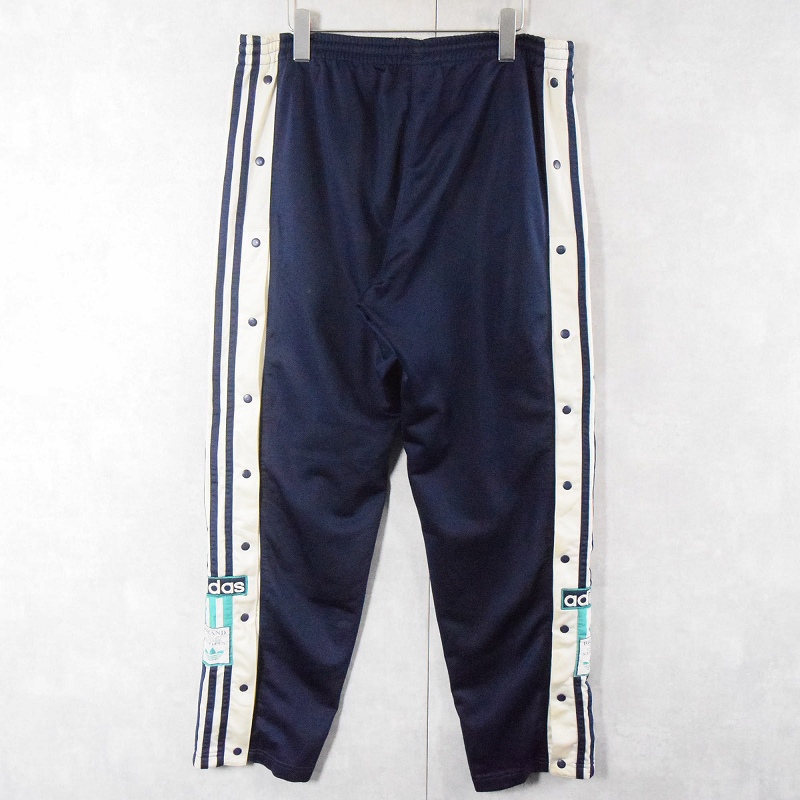 80's adidas ライン×ロゴ刺繍 サイドスナップ トラックパンツ NAVY M