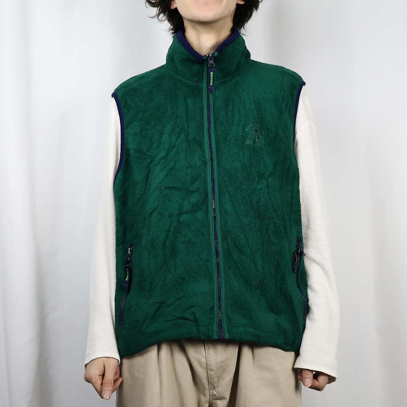 90's Eddie Bauer EBTEK USA製 USA製 ロゴ刺繍 フリースベスト L