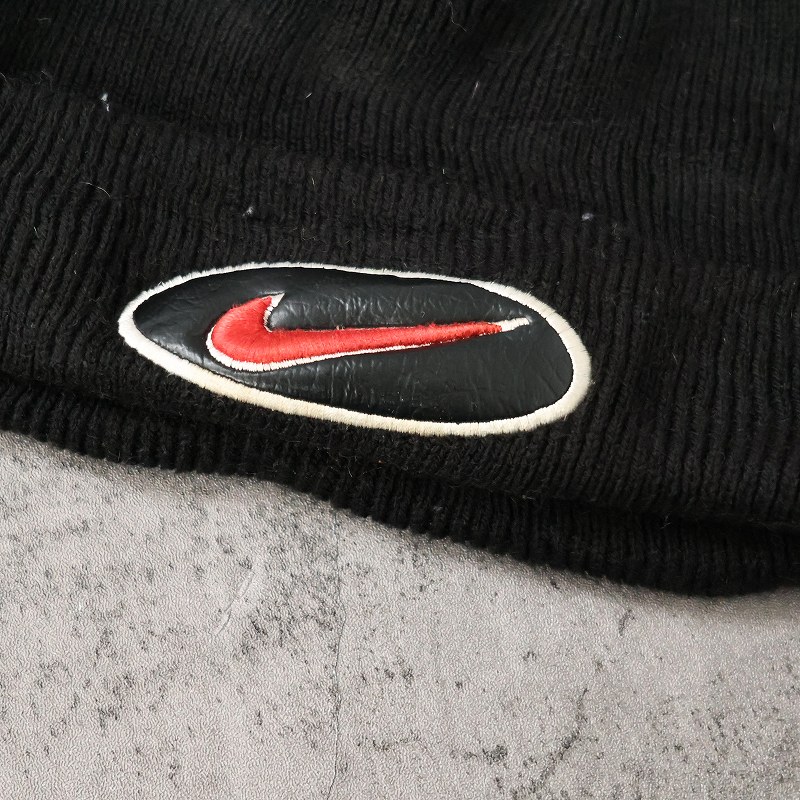 90s VINTAGE ビーニー オールドナイキ NIKE 刺繍 ブラックグレー
