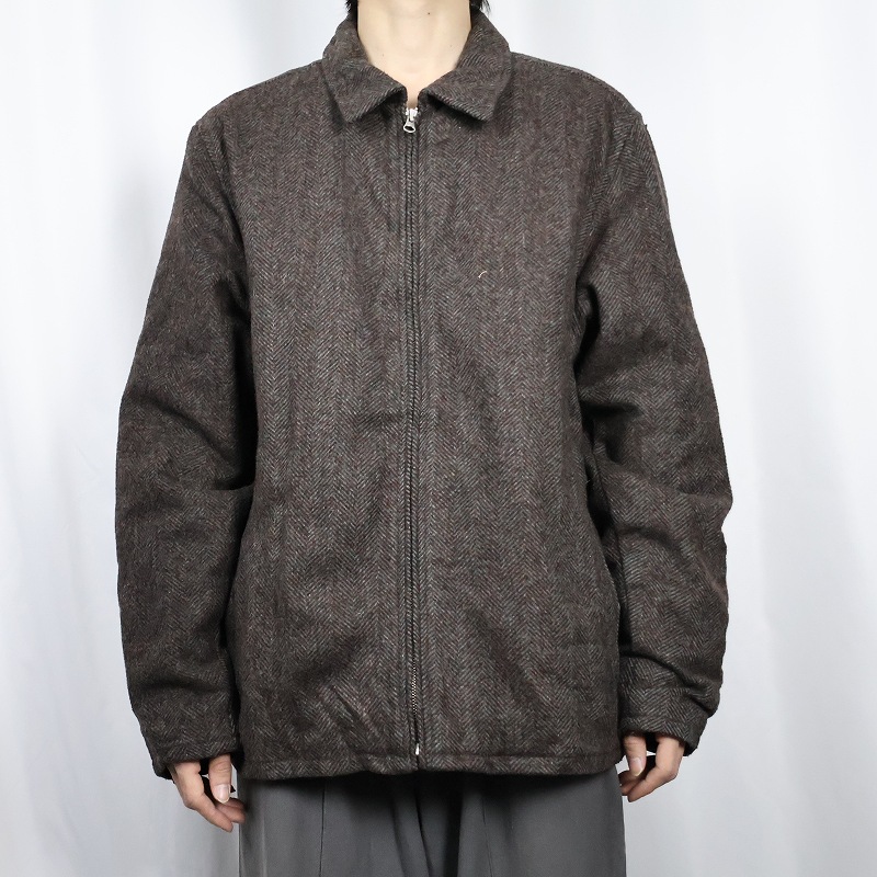 GAP ヘリンボーン柄 ウール混 ジップジャケット L