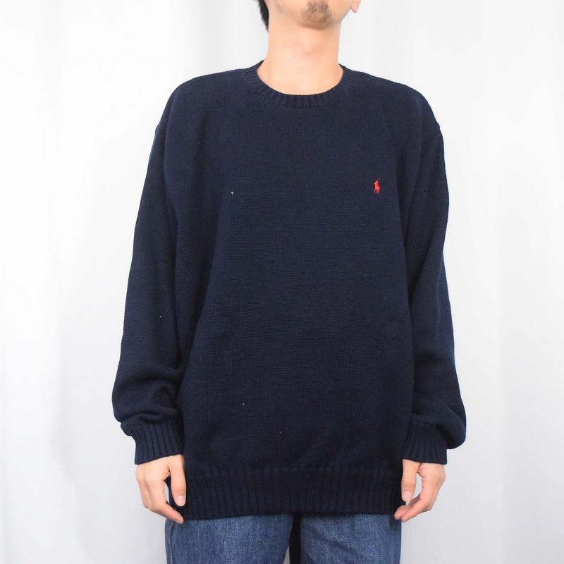 POLO Ralph Lauren ロゴ刺繍 コットンニットセーター NAVY 4XB