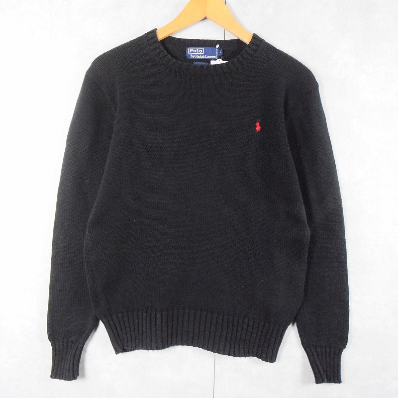 POLO Ralph Lauren ロゴ刺繍 コットンニットセーター BLACK M
