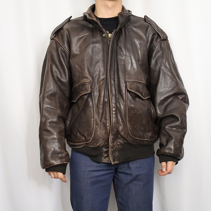 80〜90's A-2 TYPE フライトレザージャケット BROWN XXL