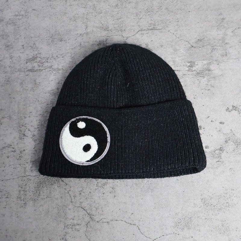 陰陽 パッチ付き ニットキャップ BLACK