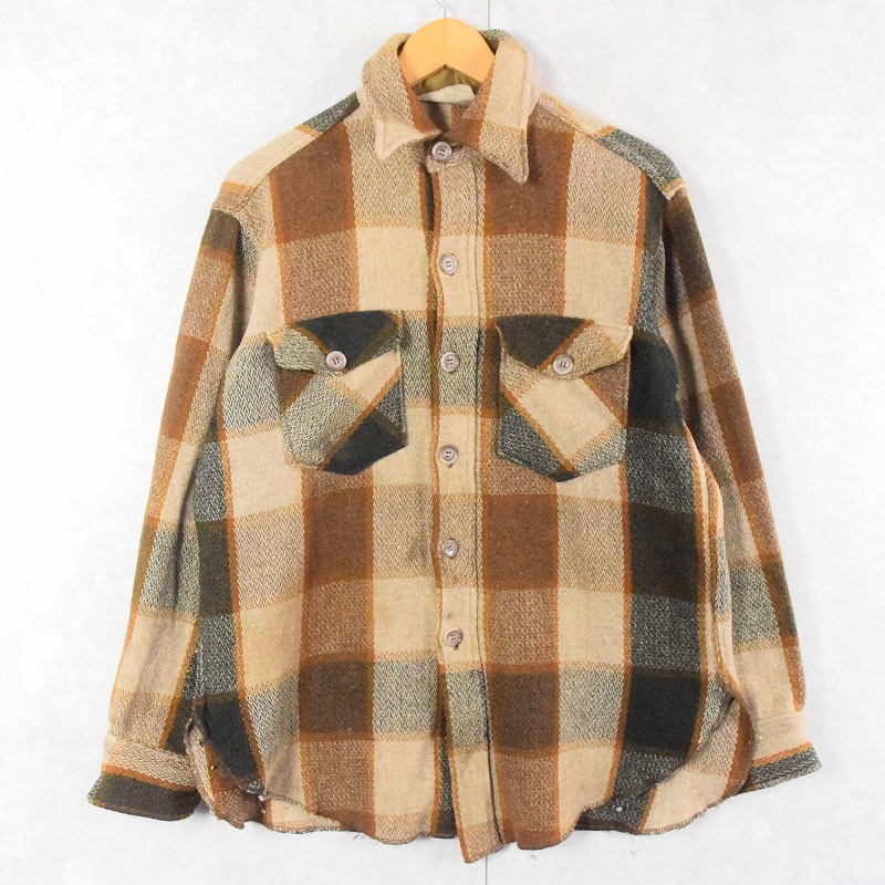 70's Woolrich チェック柄 ウールシャツジャケット M
