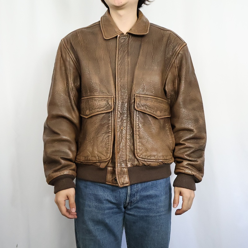 売れ筋・人気アイテム 商品 80年代 80s ミリタリータイプ 茶色 ブラウン レザージャケット ジャケット・アウター