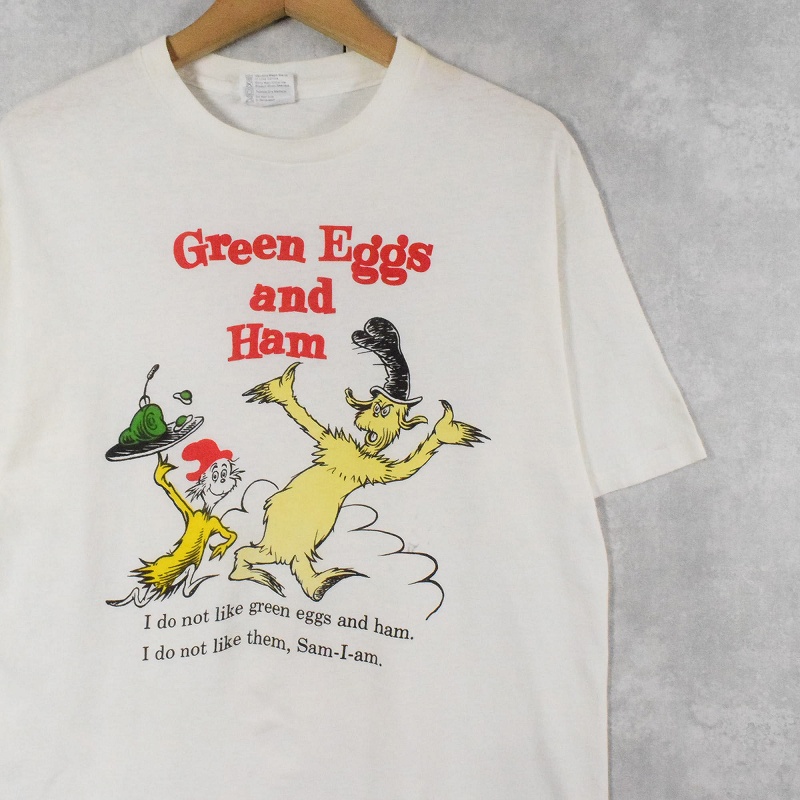 90s USA製 Dr.Seuss ドクタースースー プリントスウェット 赤 L