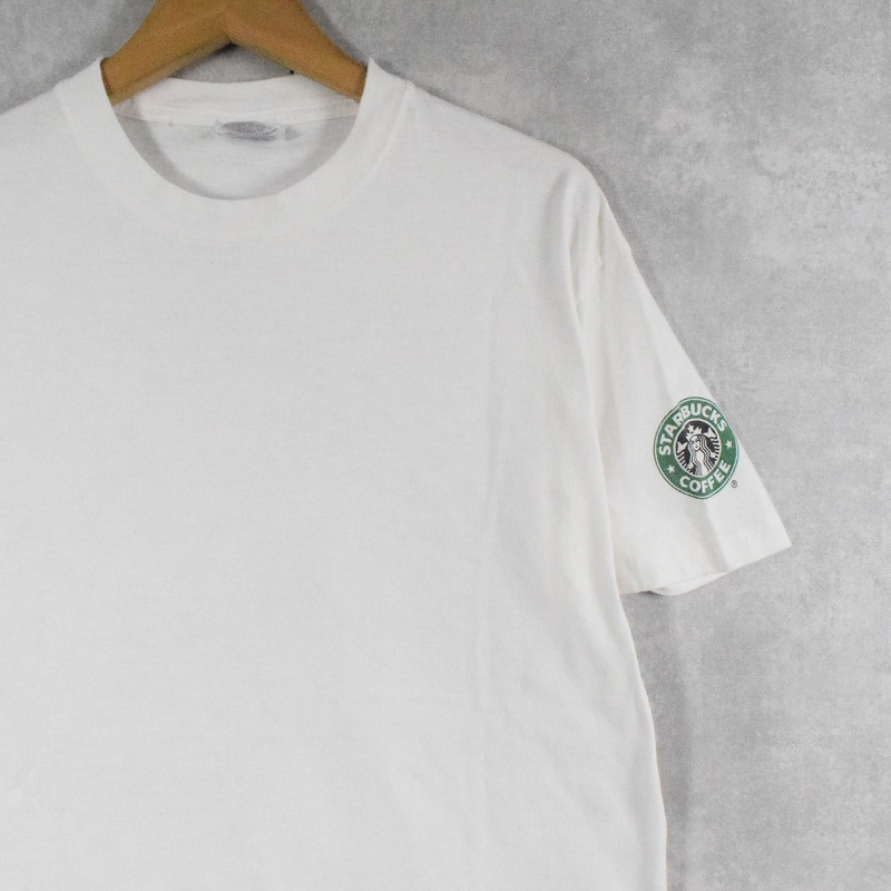 90s STARBUCKS USA製 Tシャツ L 白 ホワイト スターバックス