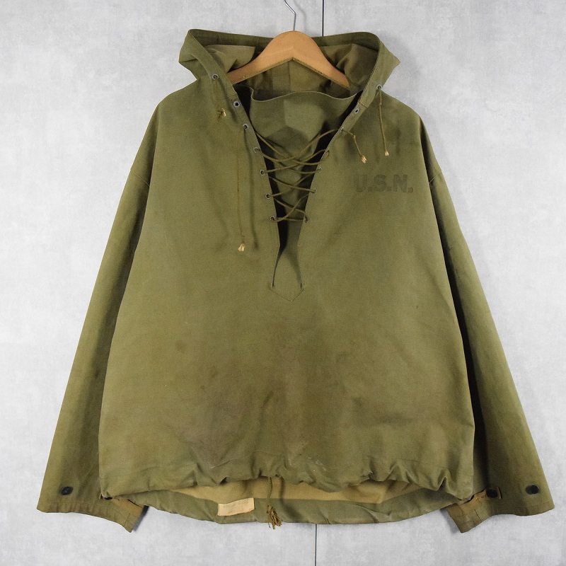 40s US.NAVY デッキレインパーカー 初期型 フック ヴィンテージ