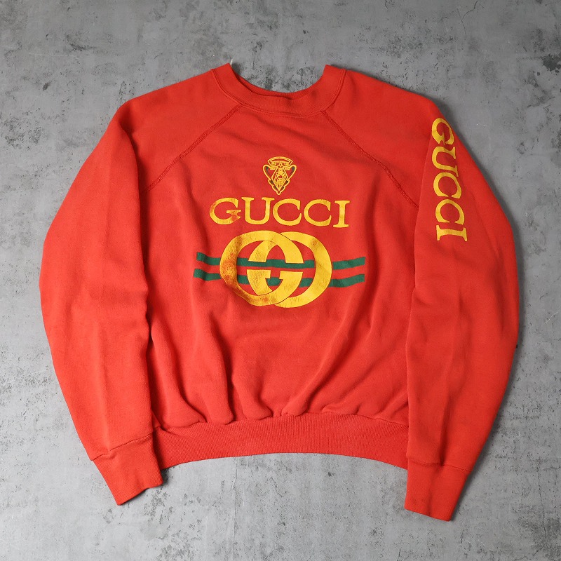 【国内正規品】 グッチ 90s 80s 90年代 80年代 ブートレグ トレーナー 赤 応援グッズ
