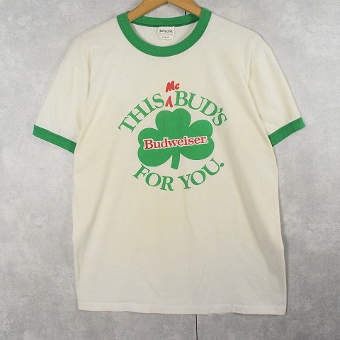 【超お買い得！】 バドワイザー 80年代 80s 白 緑 プリントTシャツ 半袖 ホワイト トップス