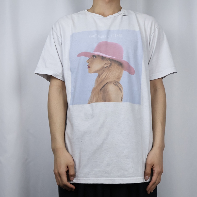 新品同様 音楽 ミュージック 半袖 プリントTシャツ バンT レディガガ 白 トップス
