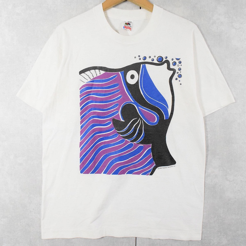 90s 90年代 フィッシュ アメリカ製 白 ホワイト 半袖