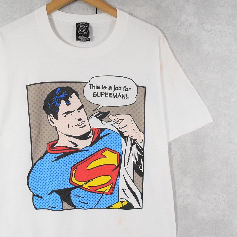 商品画像：00s SUPERMAN スーパーマン ロゴ プリント リンガーTシャツ DC 3