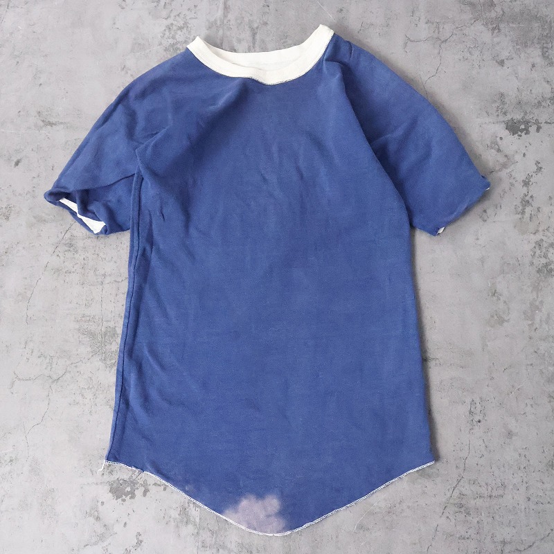 60年代 60s 70s 70年代 白 ホワイト 青 ブルー カレッジ 半袖