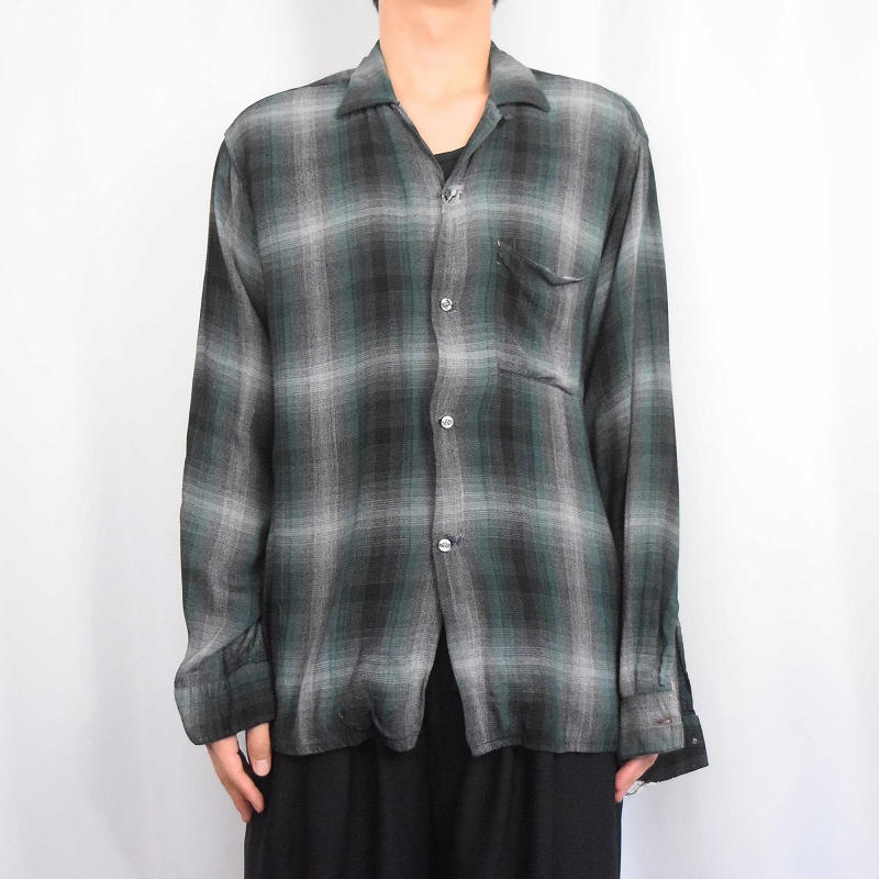 60年代 60s 長袖シャツ 開襟シャツ ループカラーシャツ シャドー