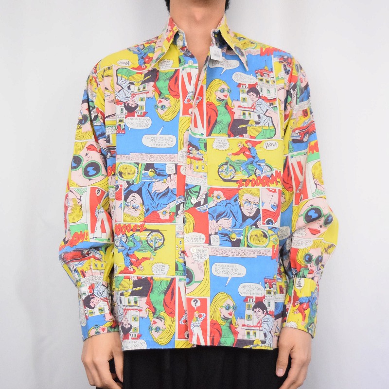 70年代 70s 長袖シャツ 総柄シャツ │ヴィテージ古着屋Feeet