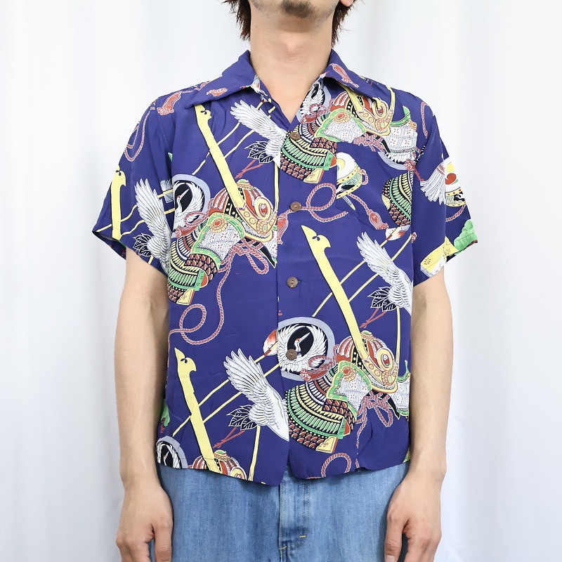 EVISU - ＊YAMANE エヴィス 織り鶴 レーヨン アロハシャツ 開襟