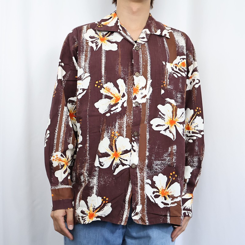【18％OFF】 60年代 60s 長袖シャツ オープンカラーシャツ ハワイアンシャツ シャツ/ブラウス(半袖/袖なし)