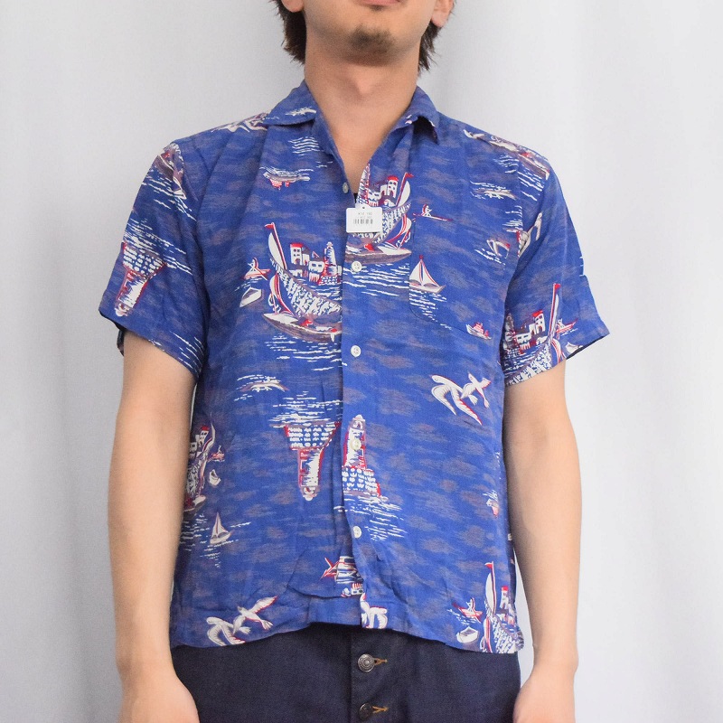 新品 M ポロラルフローレン 半袖開襟 アロハシャツ 緑 グリーン